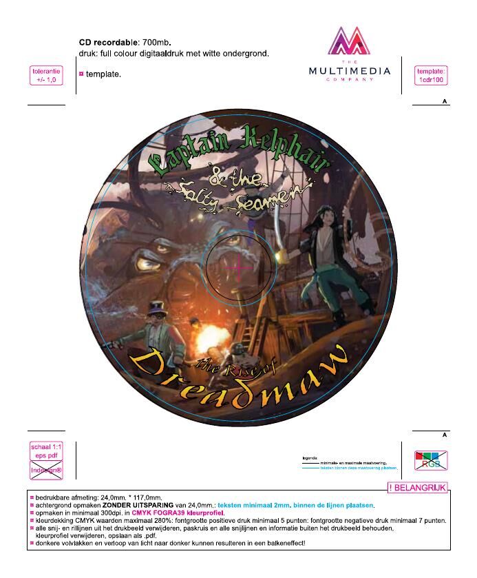 Ontwerp van de cd-print voor The Rise of Dreadmaw