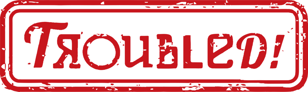 Troubled!-logo in rood